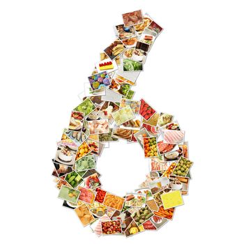 Number 6 Six with Food Collage Concept Art