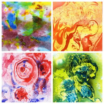 Abstract background, watercolor, hand painted on a paper, set
