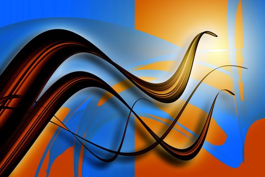 An abstract and colored 3d wave