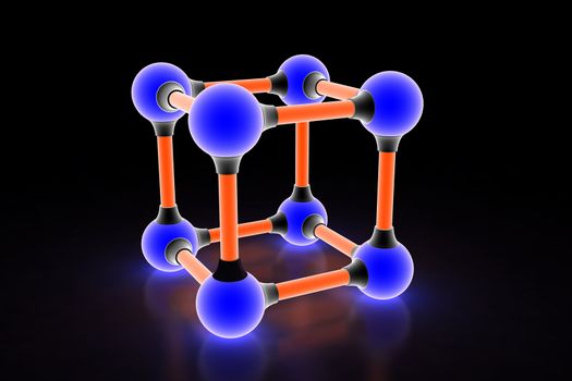 Atom. Image generated in 3D application. High resolution image.