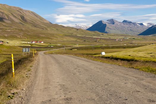 Gravel country route to Olafsfjordur. North part of Iceland