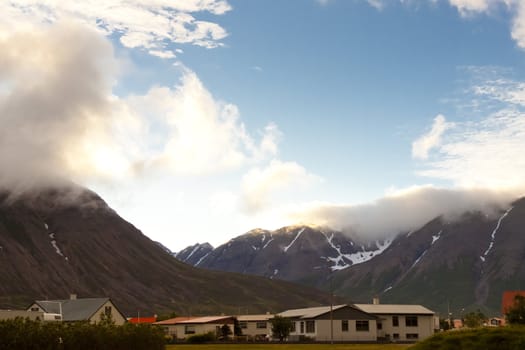 Small town Olafsfjordur. North part of Iceland.