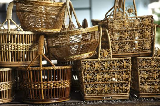 Basket wicker is Thai handmade at Suphanburi near bangkok, Thailand.