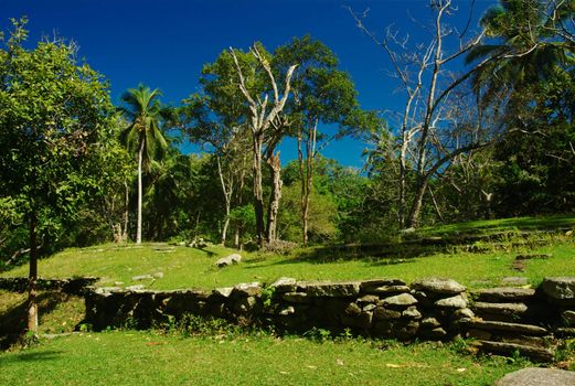Pueblito: Ruins of a terrace of an ancient settlement of the people called Tayrona in Northern Colombia