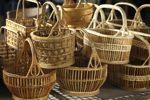 Basket wicker is Thai handmade at Suphanburi near bangkok, Thailand.