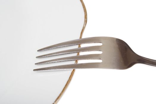 empty plate fork photo on the white