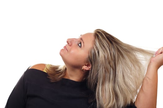 young woman photo on the white background