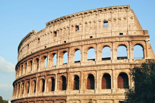 Ancient Walls of Great Roman amphitheater Colosseum in Rome, Italy