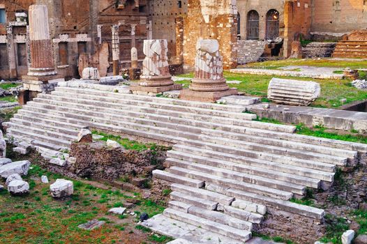 Ancient ruins of Great Roman Forum in Rome, Italy