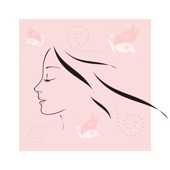beauty girl profile illustration