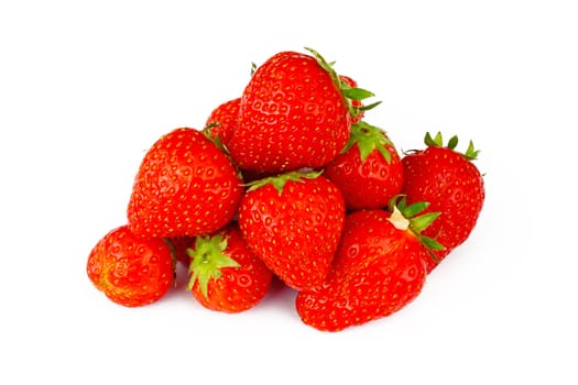 Heap of strawberries isolated on white background