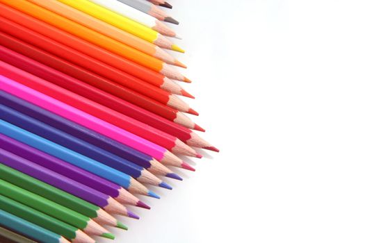 color pencils with copy-space isolated on white background