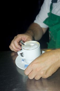 man and capuccino