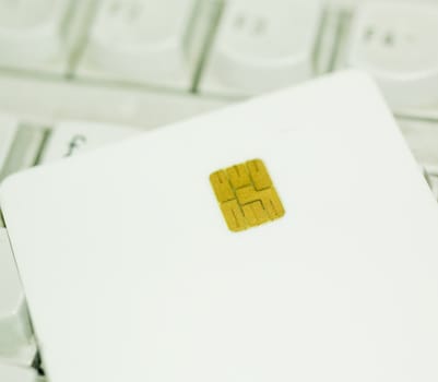 macro shot of a chip card and a keyboard