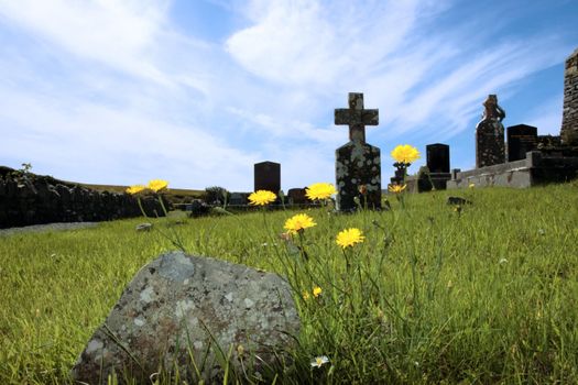 an old irish graveyard in Kerry on the west coast of Ireland