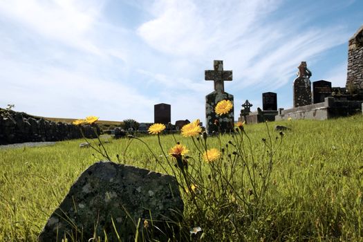 an old irish graveyard in Kerry on the west coast of Ireland