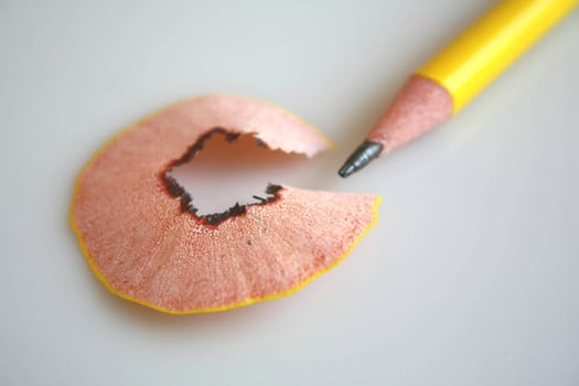 Selective focus on pencil shaving