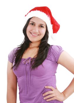 Beatiful girl in the Santa Claus hat