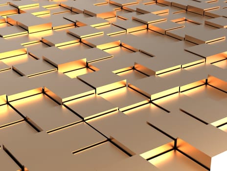 Abstract background - gold shiny different cubes