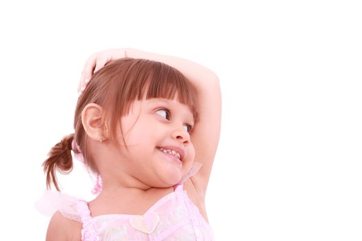 beauty baby face on white background - 3 years old