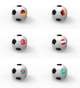 Euro 2012, soccer ball with flag - Group A - Germany, Belgium, Turkey, Austria, Azerbaijan, Kazakhstan