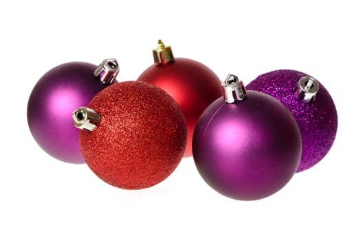 Christmas balls decorations isolated on white background.