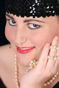 Beautiful young female in 1920 style attire