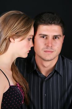 Young couple in love, faces close to one another