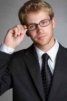 Handsome young businessman wearing glasses