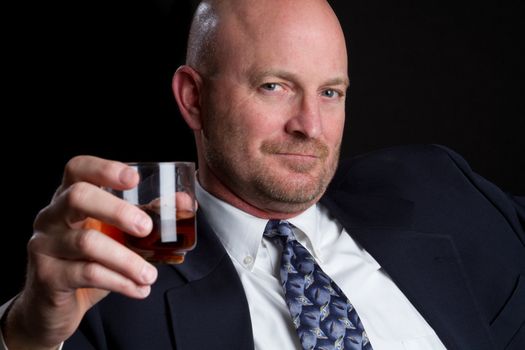 Man drinking scotch whiskey alcohol
