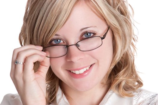 Beautiful blond woman wearing glasses
