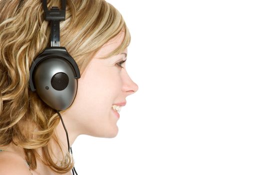 Smiling headphones music listening girl