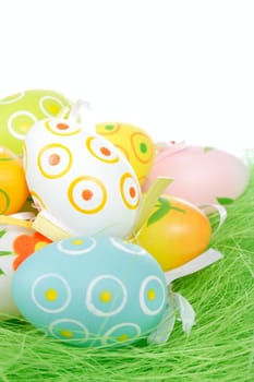 Painted Colorful Easter Eggs photo on the white background