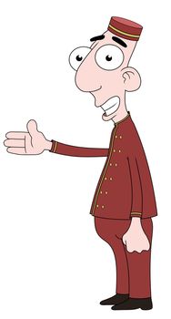 Isolated cartoon Bellboy character