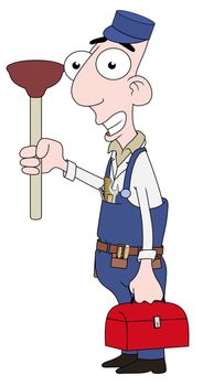 Isolated cartoon Plumber character
