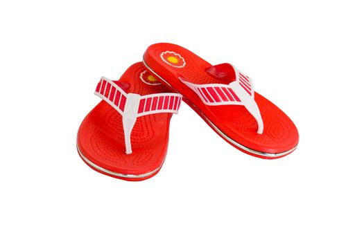 Orange flip-flops on a white background