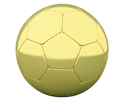 Soccer ball made of gold isolated on white background
