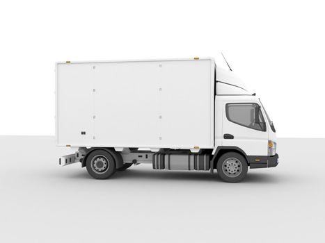 White delivery truck on a light background with shadow