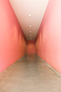 Pink interior corridor  in the hotel