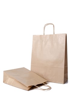 Shopping paper bags on white background.