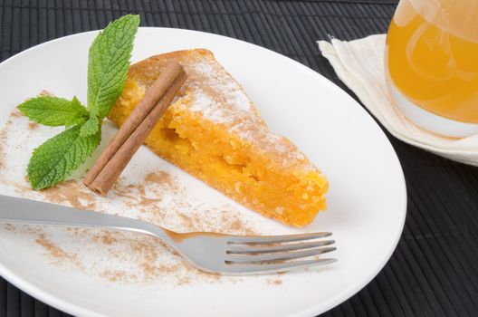 Slice of Portuguese cake. Delicious home made cuisine.