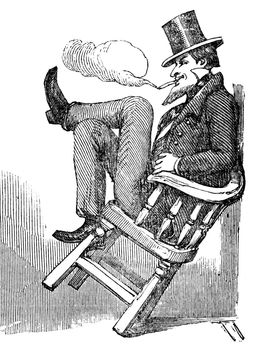 Taking an after dinner whiff at Charleston, Carolina on engraving from 1856. Published in the Illustrated London News.
