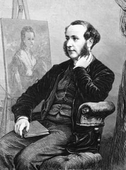 James Sant (1820-1916) on engraving from 1870. British painter specializing in portraits. Published in the Graphic.