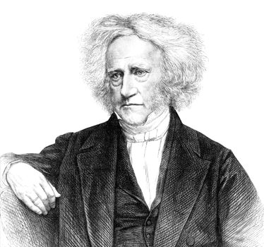 John Herschel (1792-1871) on engraving from 1871. English mathematician, astronomer, chemist and experimental photographer/inventor, who also did valuable botanical work. Published in the Illustrated London News.