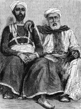 Natives from Hyderabad on engraving from 1800s.