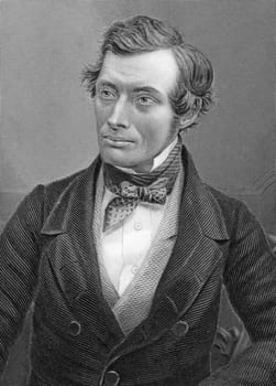 Thomas Graham (1805-1869) on engraving from 1800s. Scottish chemist. Engraved by C.Cook after a picture by Claudet and published by W.Mackenzie.