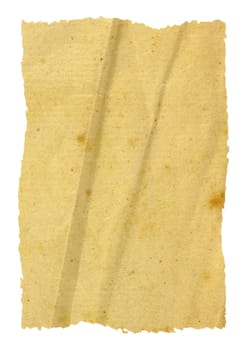 Folded vintage paper isolated in white