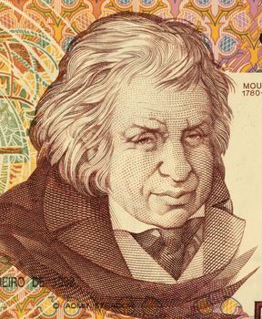 Jose Javier Mouzinho da Silveira on 500 Escudos 1992 banknote from Portugal. Portuguese politician.