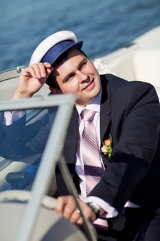 portrait of a Captain managing the yacht