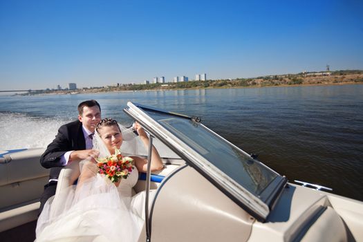 happy couple on the yacht